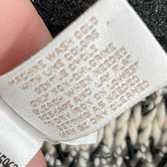 Chicos Loose Knit Hook Eye Long Sleeve Crop Woven Cotton Sweater Artsy Metallic - Picture 5 of 9